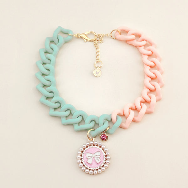 Petspotlight Candy Colored Fashion Adjustable Collar Necklace with Birthstone and  Bow Pendant（